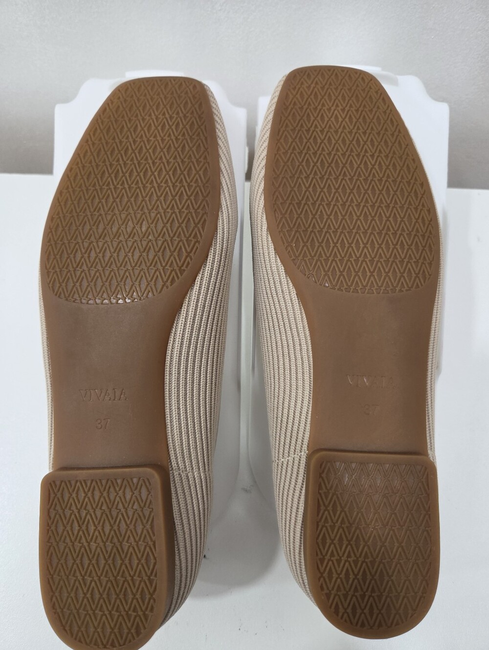 VIVAIA Cream Ribbed Mary Janes Square Toe Knit Ballet Flats Coquette Preppy 6.5 - Picture 9 of 10